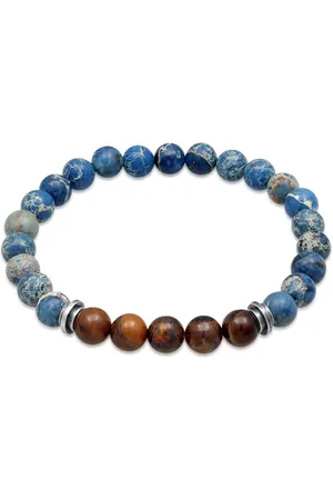 Kuzzoi Heren Armband Heren Bol Stenen Trend met agaat en tijgeroog in 925 Sterling Zilver