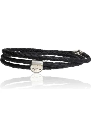 Bela Donaco Wikkelarmband Classic W4 - Gevlochten leer - Sterling Zilver