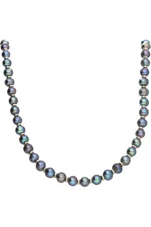 Bela Donaco Parelketting Supreme Classic B6 - zwarte Parels - Sterling Zilver - Heren