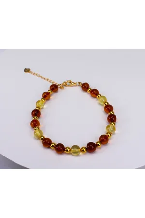 Brigada Actie! armband 2 kleuren barnsteen-amber sterling zilver 925 18 karaat verguld 20 cm + 5 cm