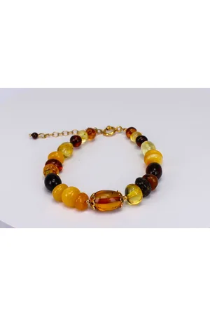 Brigada Armband 4 kleuren barnsteen-amber sterling zilver 925 18 karaat verguld