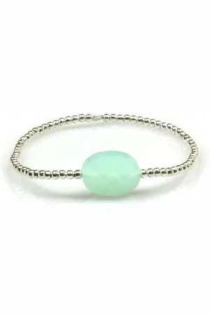 Heaven Eleven Dames - armband - 925 - mint - groen - ovale - 17cm