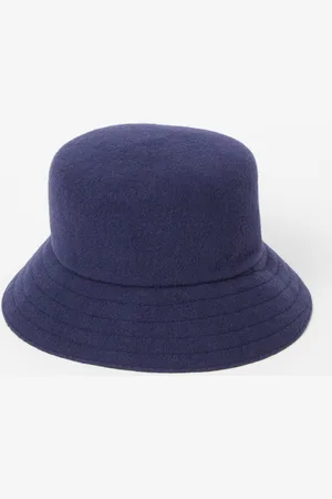 Kangol Lahinch bucket hoed in wolblend met logo - Donkerblauw - Maat M