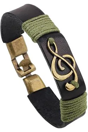 Aim Lederen armband met metalen vioolsleutel