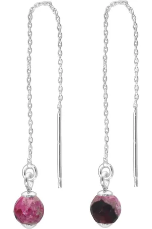 ARLIZI 2241 Doortrekoorbellen roze vuur agaat - sterling - 4 cm
