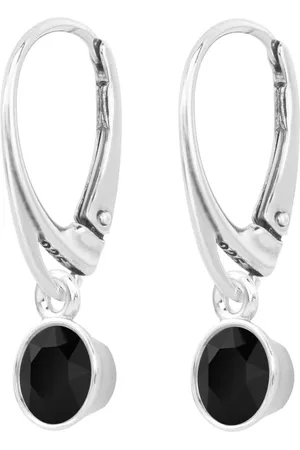 ARLIZI 1637 Oorbellen Swarovski Kristal Hanger Zwart - Sterling - 2,5 cm