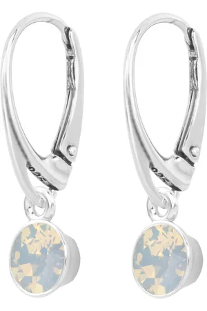 ARLIZI 2068 Oorbellen opaal wit Swarovski kristal hanger - sterling 2,5 cm