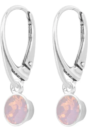ARLIZI 2070 Oorbellen opaal roze Swarovski kristal hanger - sterling - 2,5 cm