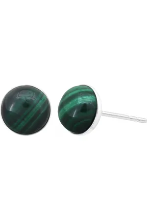 ARLIZI 2178 - Oorbellen groen malachiet oorstekers - sterling - 8 mm
