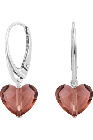 ARLIZI 1709 Oorbellen Hartje Swarovski Kristal Roze - 925 Sterling - 3 cm