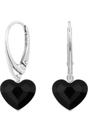 ARLIZI 1707 Oorbellen Hartje Swarovski Kristal Zwart - 925 Sterling - 3 cm