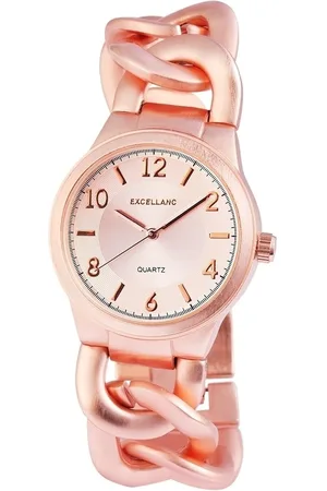 Excellanc Dameshorloge met metalen schakelarmband - Rose goud - Rose
