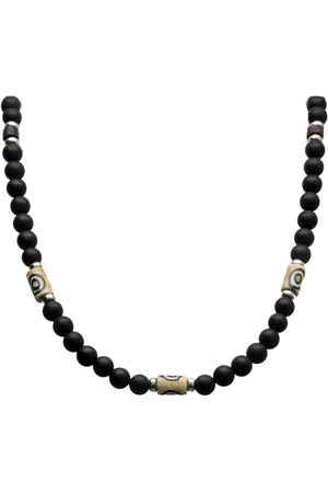 Bela Donaco Herenketting Classic Limited edition B6 – Onyx – hand painted Fossil – Sterling Zilver