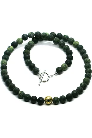 IBIZA MEN MENS JEWELLERY Heren ketting - legergroen 8mm - 50cm