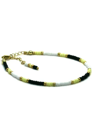 Heaven Eleven Dames - Enkelbandjes - Goud RVS - wit - 3mm - verstelbaar 23cm + 4cm