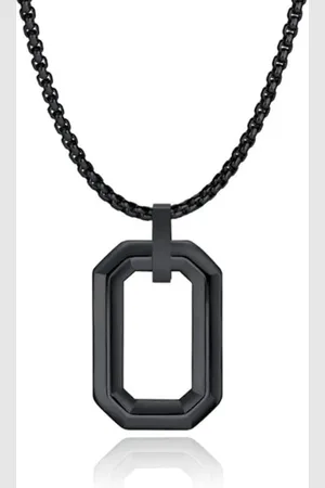 Mendes Herenketting met Minimalistische Geometrische Hanger - Zwart