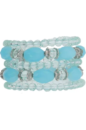 Behave Armband - 5 rijen kralen armband met blauwe facet geslepen glaskralen