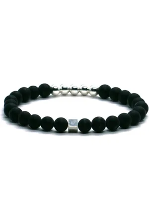 Heaven Eleven Dames - armband - fijn - 925 zilver - onyx matte - 6mm