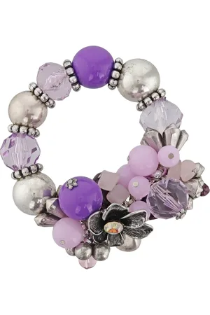 Behave Elastische Statement Armband met Paarse Kralen