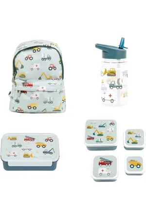 A Little Lovely Company BEAU by Bo Back to school set - Rugzak/Drinkfles/4 Snackdozen/Bentobox - Voertuigen