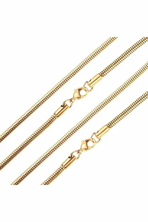 Fako Bijoux® Ketting - Slang Schakel - Snake Chain - RVS - Stainless Steel - 2mm - 40cm - Goudkleurig