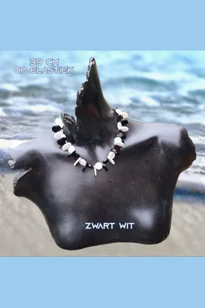 Fashion Jewelry Going Retro - Vrolijke ketting met kunststof variatie beads op elastiek - 39 cm rekbaar - 1 stuks - Wit - Casual - Strand - Thema Feest - Festival - Kinderen Tieners Volwassenen - Unisex