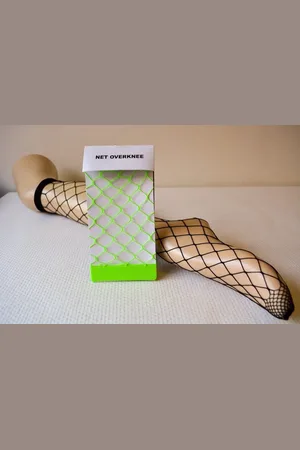 Merkloos Overknees - Net kousen - Neon - Neon Green - Fishnet Overknees - Carnaval - Feest Artikel