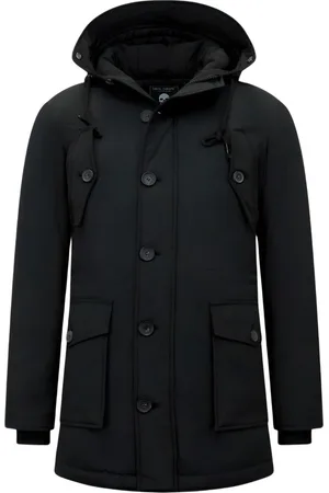 TONY BACKER Heren Winterjassen - Lange Jas Heren - Parka heren - 8202 - Zwarte Jas