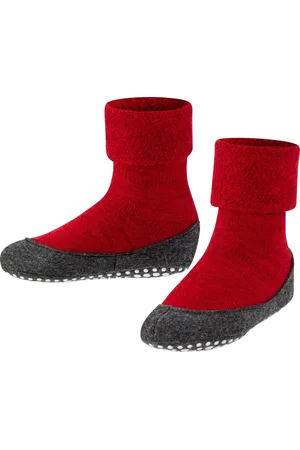 Falke Cosyshoe Teens antislip noppen merino wol huissokken pantoffels kinderen rood - Maat 31-32