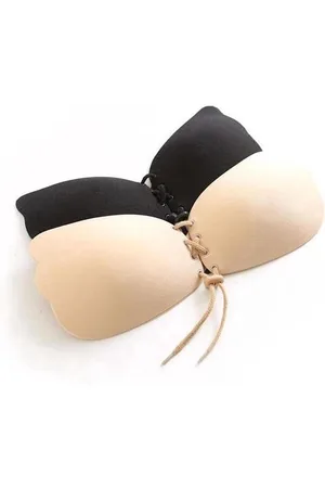 Merkloos Strapless plak BH Multi Pack - Cup D - Plak Beha - met push up door de vetersluiting - beige & - plakbeha