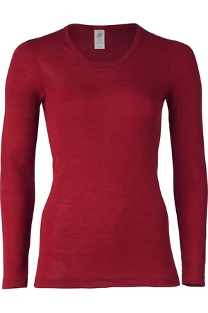 Engel Natur Dames Shirt Lange Mouw Zijde Merino Wol GOTS - wol bordeauxrood 42/44l