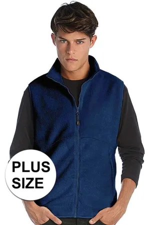 James & Nicholson Grote maten fleece casual bodywarmer navy voor heren - Plus size outdoorkleding wandelen/zeilen - Mouwloze vesten 4XL