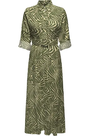 ONLY ONLCALLIE LINEN L/S MIDI DRESS PTM Dames Jurk - Maat L