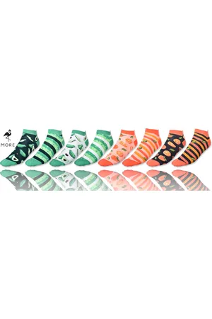 More Fashion - Heren Sokken - Maat 39 40 41 42 - Multipack 4 Paar - Enkelsokken - Sneakersokken - Katoen Naadlos Print - Fruit Avocado Sinaasappel