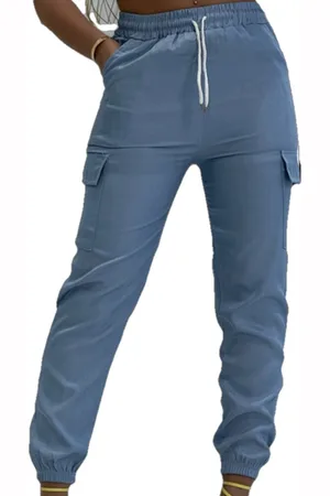 Merkloos Dilena fashion cargo zomer broek licht dames