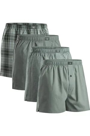 DANISH ENDURANCE Losse Boxershorts Biologisch Katoen Heren Ondergoed - Knoopgulp - 4 of 6 pack - Groen Gestreept Mix - Maat M