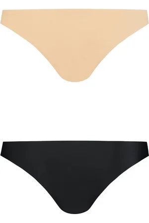 Bye Bra Onzichtbare Bikini In Braziliaanse Stijl, Hoge Taille, Naadloze Bikini, Niet Aan Te Raken, Geen Slipjeslijn, Gladde Randen, 2 Kleurenpak, Beige En Zwart, S