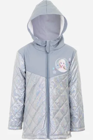 Disney Winterjas - Elsa - Zilver/Lichtblauw - Iriserende stof - Gevoerd met coral fleece - Waterafstotend / Winddicht - Maat 122/128 - 126 cm - 8 jaar