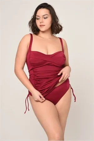 Merkloos Tankini set 2 delig- Powder drape twist tankini met gedetailleerde plooitjes aan de zijkant- Dames Badmode Badpak Bikini Tankini Zwemkleding Strandkleding 200- - Maat 48