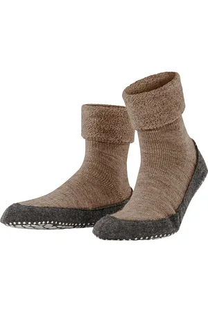 Falke Cosyshoe antislip noppen merino wol huissokken pantoffels heren bruin - Maat 39-40