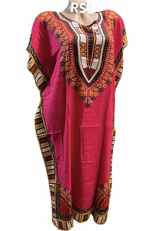 Merkloos Kaftan met print middellang one size 36-42 roze