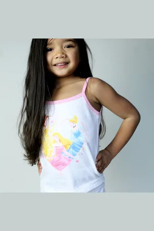 Disney Prinsessen spaghetti top wit-Maat 110
