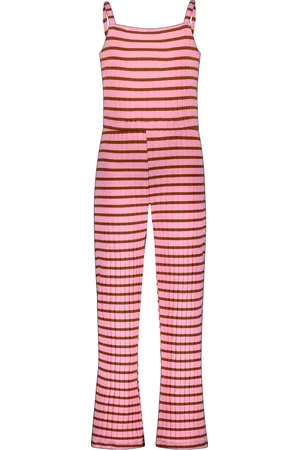 B.Nosy B.Nosy Meisjes jumpsuit - Sugar + pinda streep - Maat 128