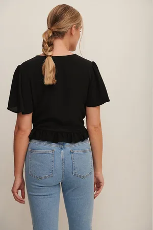 NA-KD Front Rouching Frill Top Dames Top - Maat 42