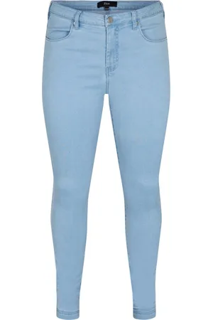 Zizzi JEANS, LONG, AMY Dames Jeans - Light Blue - Maat 42/82 cm