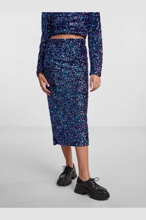 Pieces® Kam Hw Midi Skirt Black Purple Silver XS