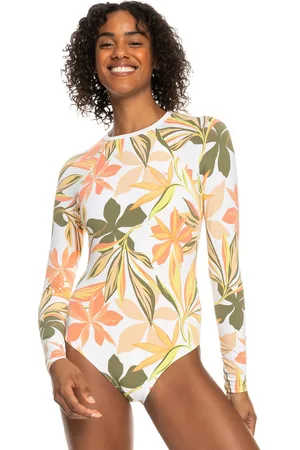 Roxy Badpak voor dames - Onesie met lange mouw - Bright White Subtly Salty Flat - - maat L (40)