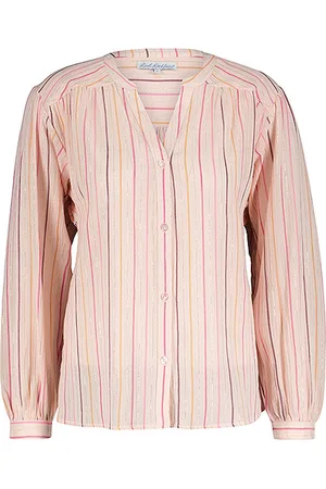 Red Button Blouse SRB4243 Lurex stripe - Soft pink