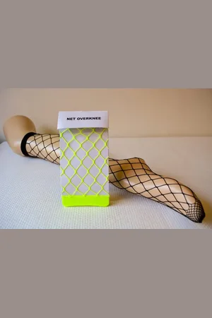 Merkloos Overknees - Net kousen - - Neon Yellow - Fishnet Overknees - Carnaval - Feest Artikel