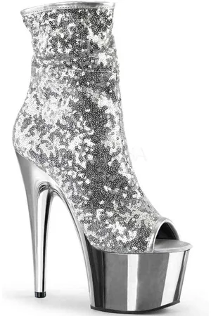 Pleaser ADORE-1008SQ Plateau Laarzen, Paaldans schoenen - Paaldans schoenen - 41 Shoes - Zilverkleurig